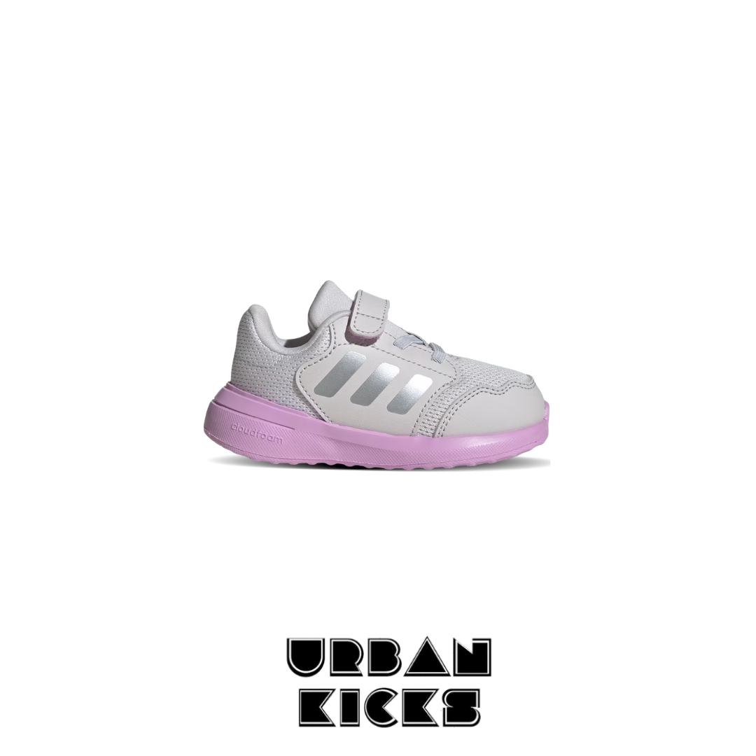 Adidas Tensaur 3.0 in Dash Grey, Silver Metallic, and Bliss Lilac