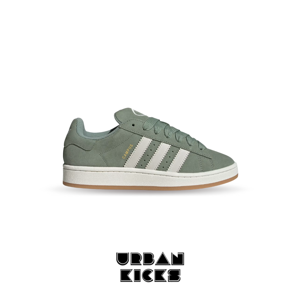 Campus 00s Shoes in Silver Green, Off White, and Gum