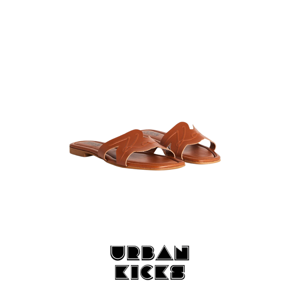 Karl Lagerfeld BRIO Leather Sliders Brown