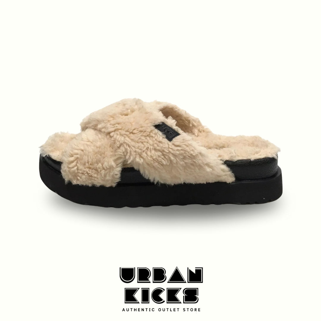 UGG Fuzz Sugar Cross Slide – Natural