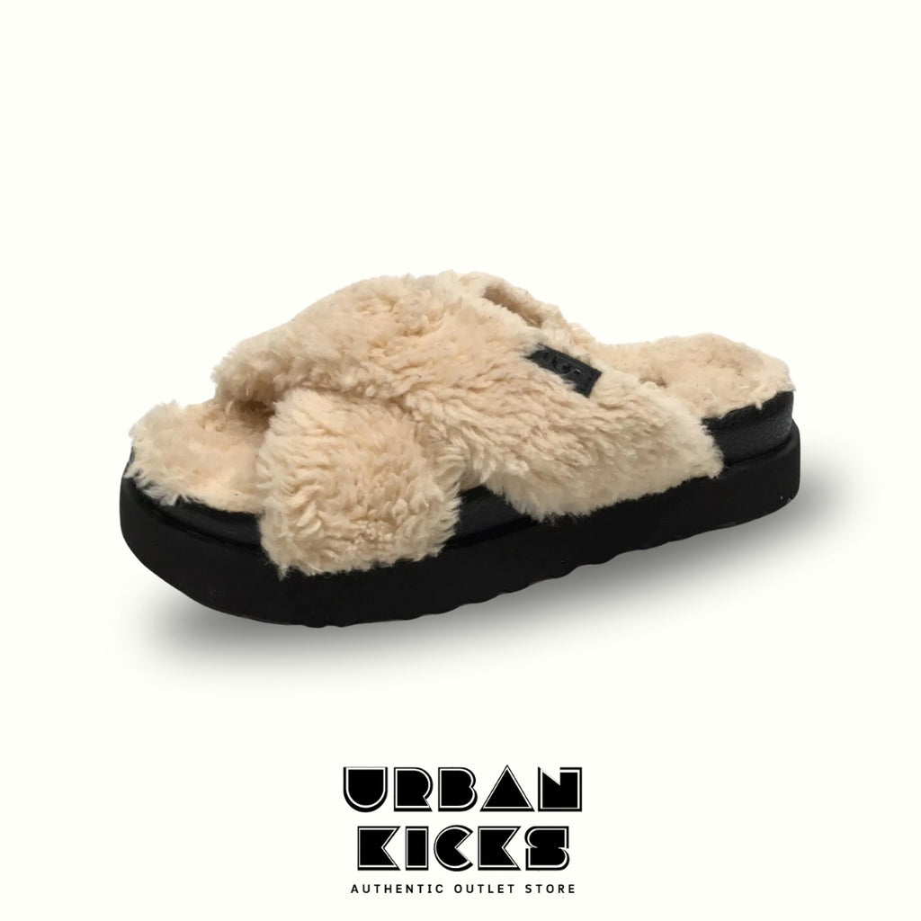 UGG Fuzz Sugar Cross Slide – Natural