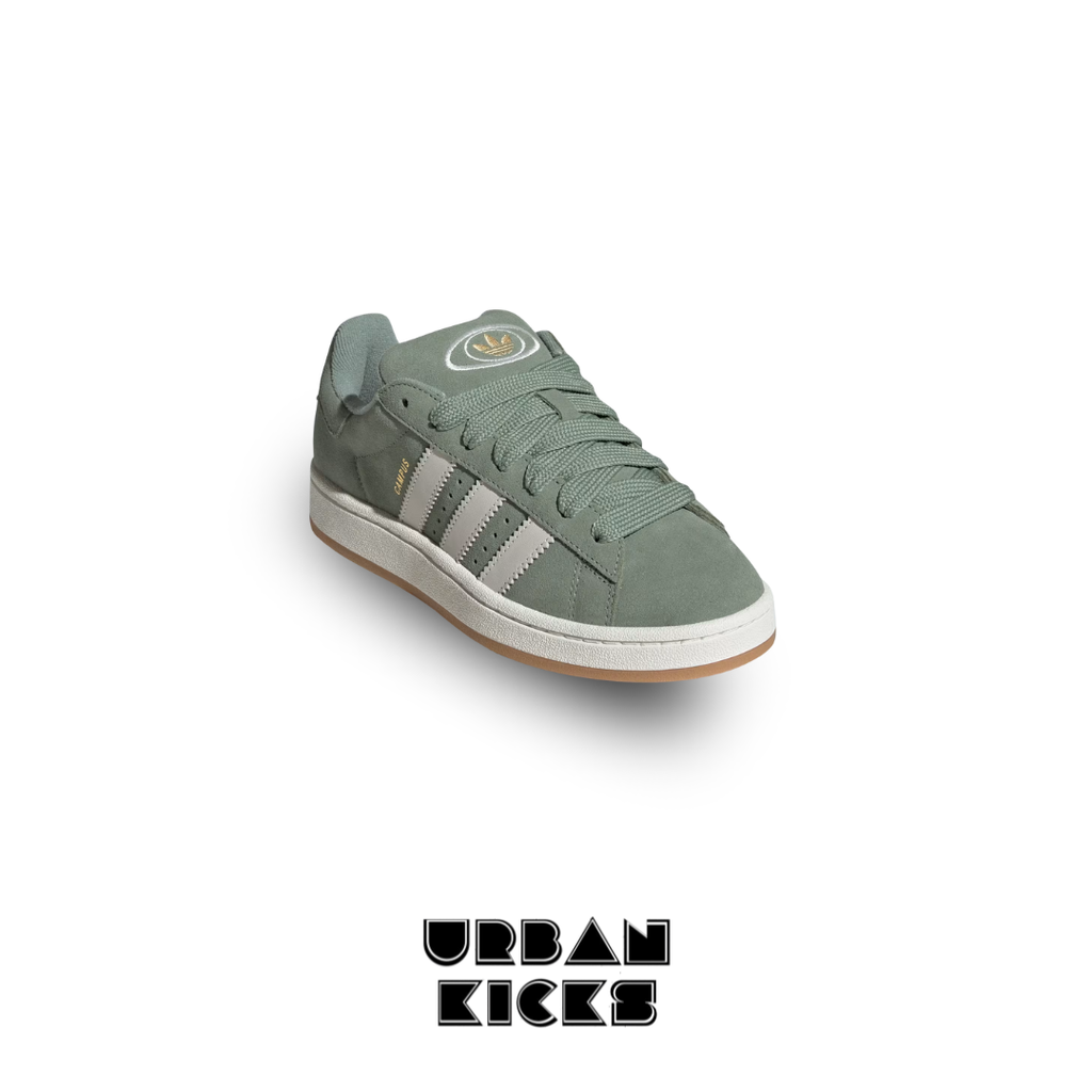 Campus 00s Shoes in Silver Green, Off White, and Gum