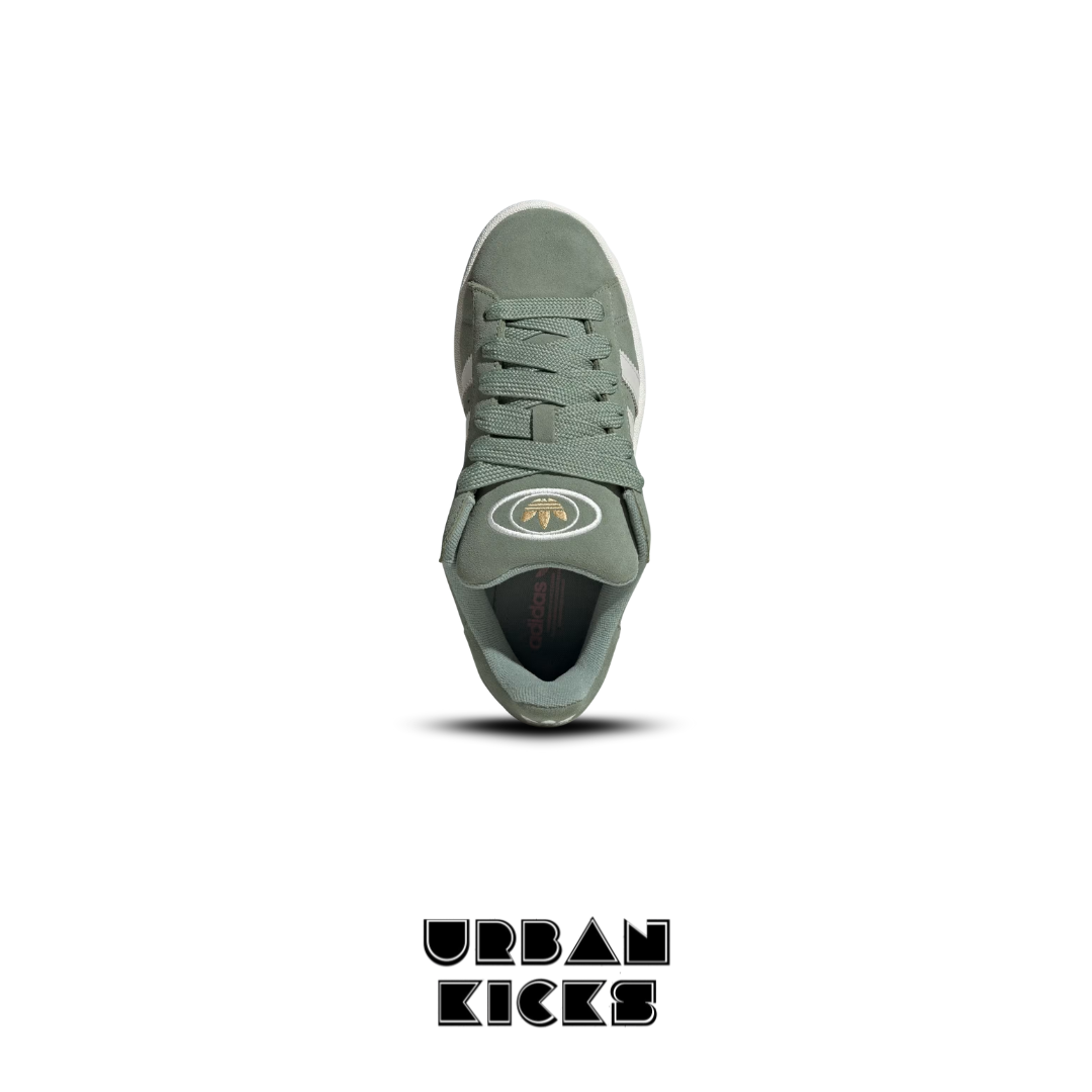 Campus 00s Shoes in Silver Green, Off White, and Gum